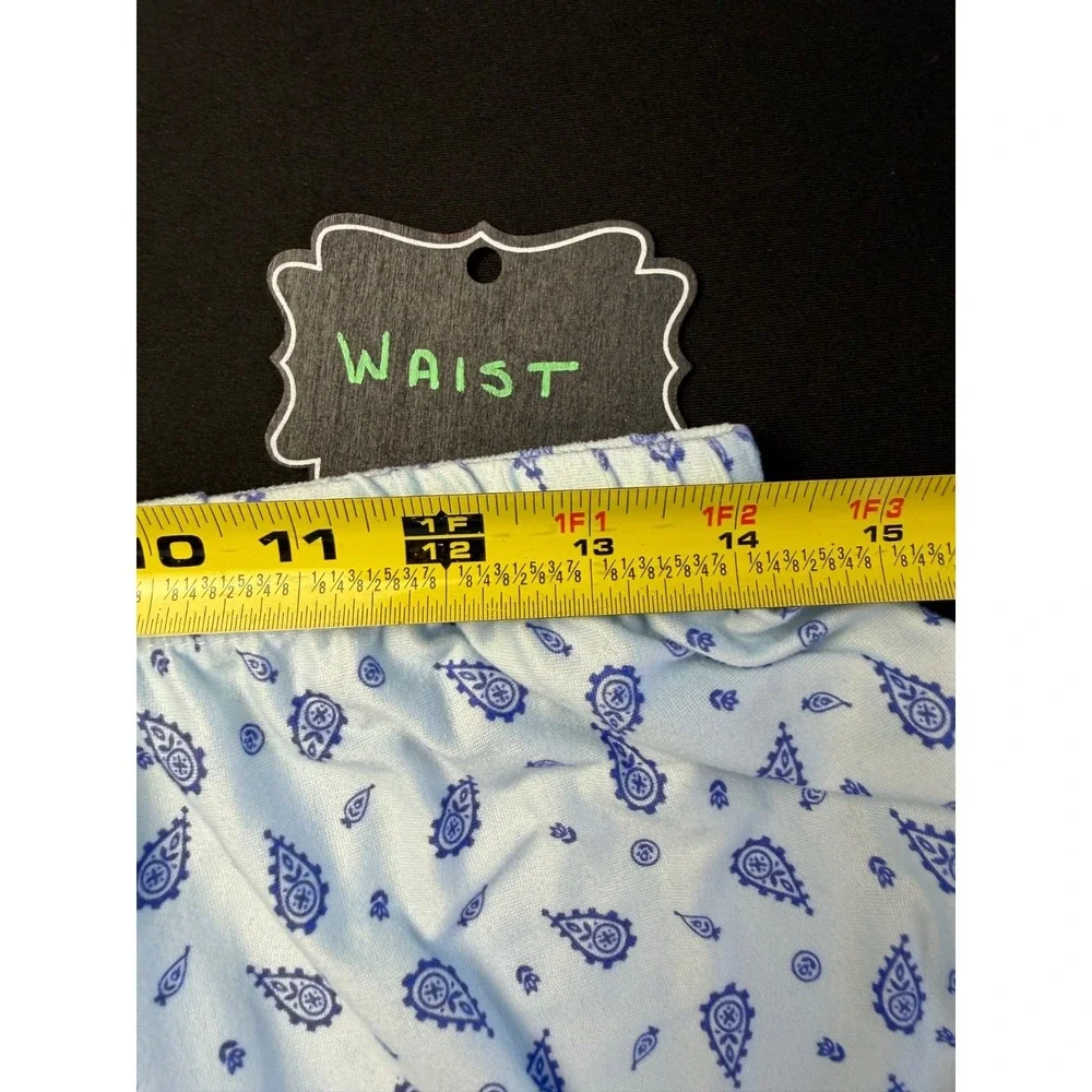 Blue Paisley Pajama Set 3x Short Sleeve Button Top Long Pants Sleepwear Lounge